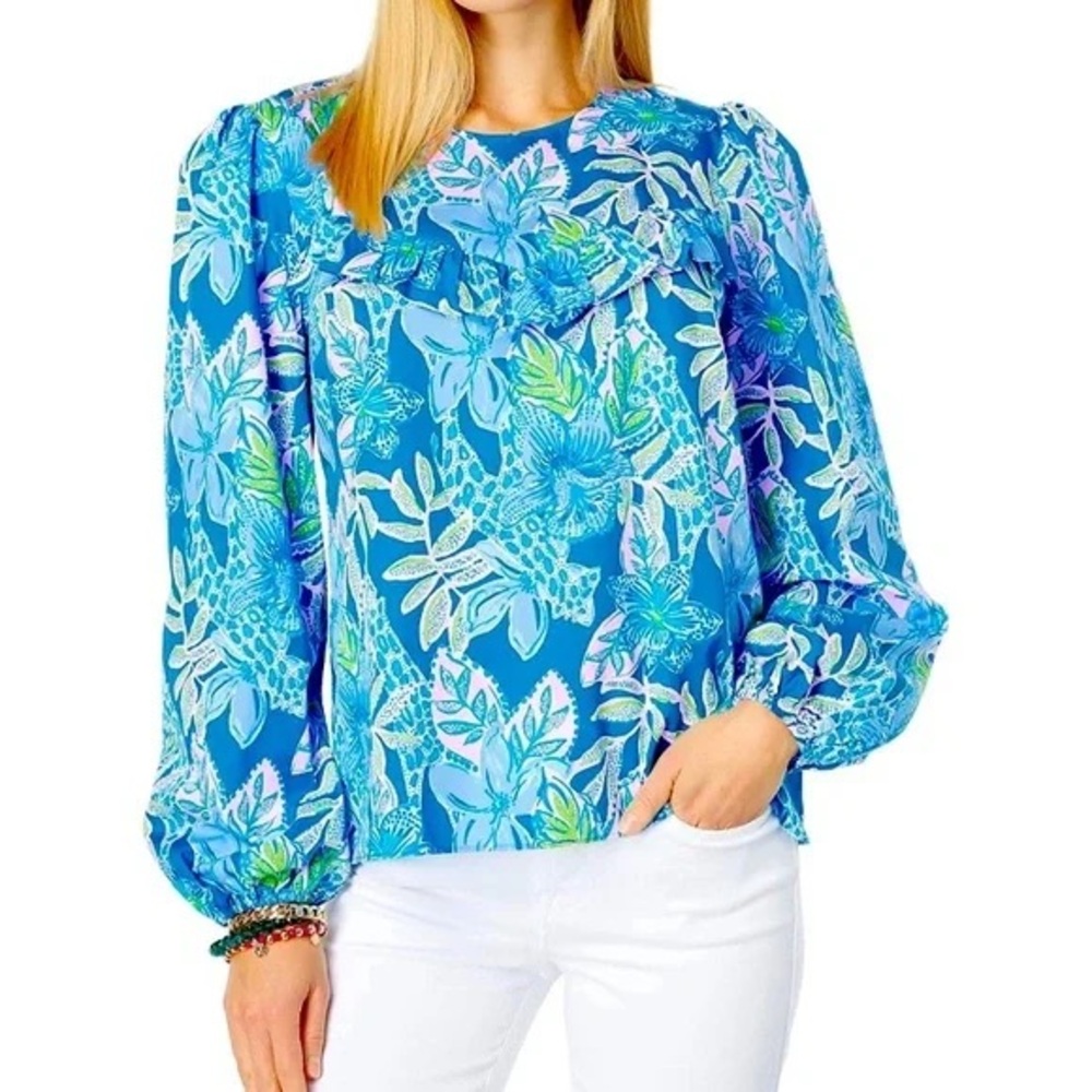 Lilly Pulitzer Bernadette Cotton Floral Jungle‎ Top